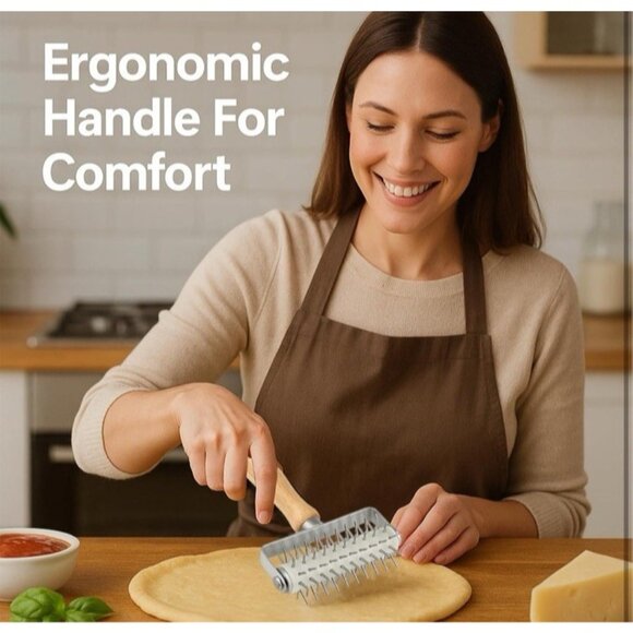 Pizza Pastry Dough Docker Roller Wheel Hole Punch Cake Pie Bread Tool Baking New - Picture 7 of 7